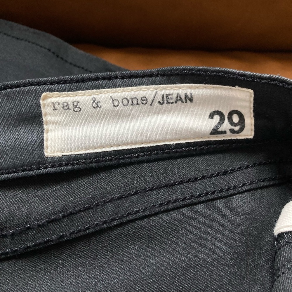 🖤 Rag & Bone Shoreditch Flare Jeans Black Coated Denim Size 29 Premium Quality - Picture 6 of 11